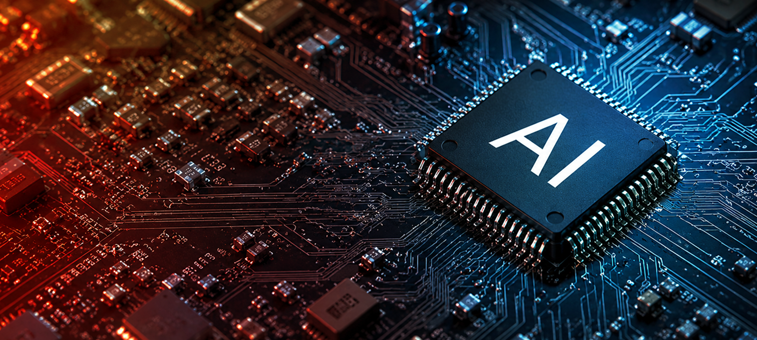AI System Development — circuit board with an AI chip