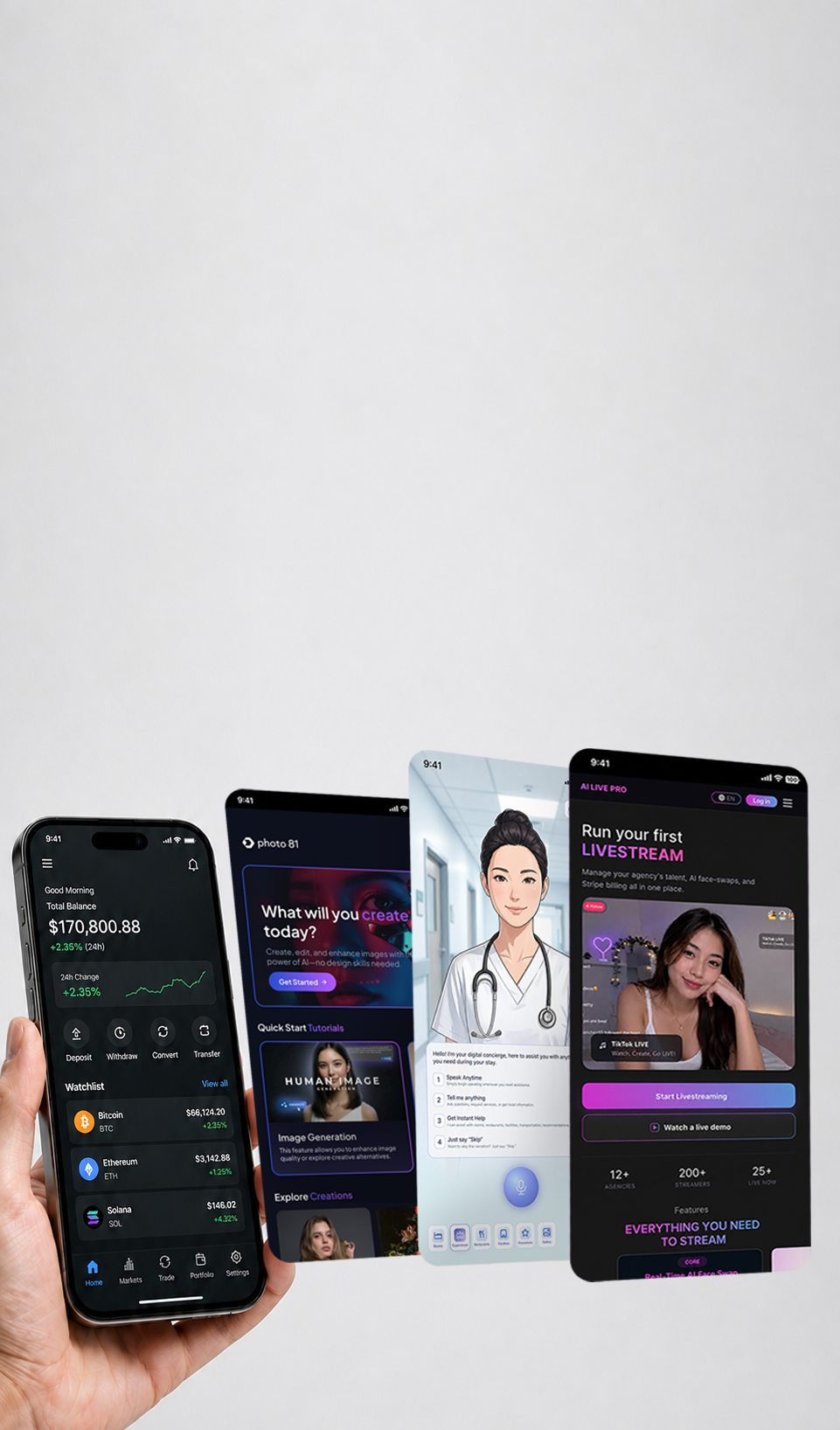 Mobile Development — mobile trading app screens